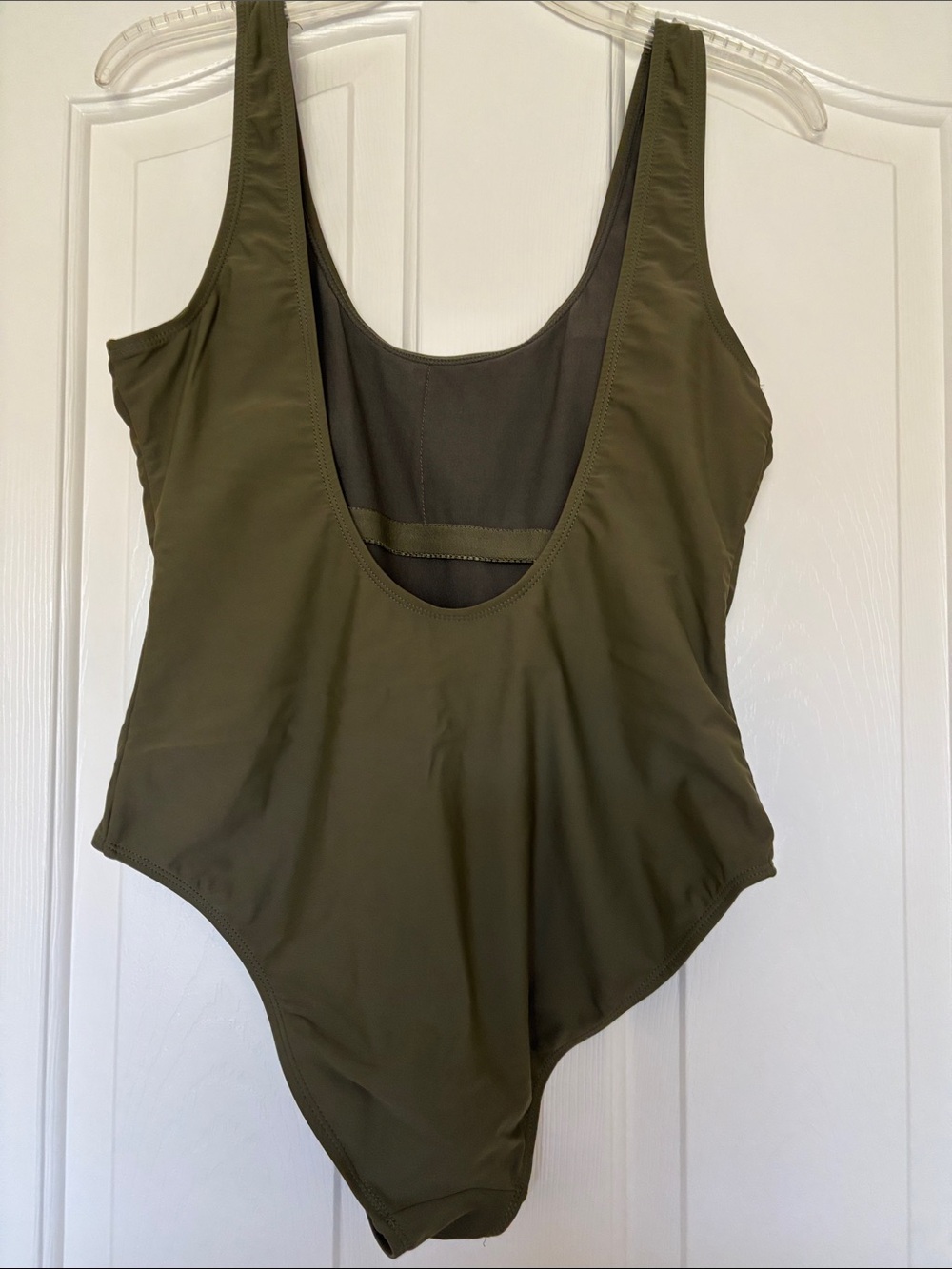 No Boundaries Olive One-Piece Swimsuit with White 'BAE SQUAD' Text - Picture 2 of 3